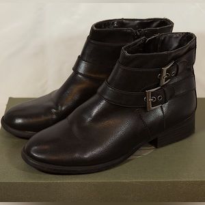 Life Stride Black Ankle Boots with Silver Buckles